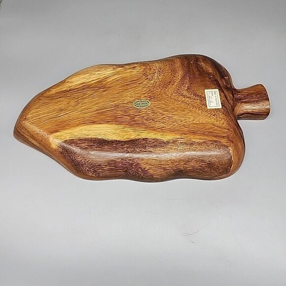 Philippines Hand Carved Leaf Divided 3 Section 2x8x14 Asian Wood Serving Tray - Picture 3 of 5